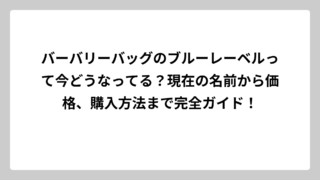 バーバリーバッグのブルーレーベルって今どうなってる？現在の名前から価格、購入方法まで完全ガイド！