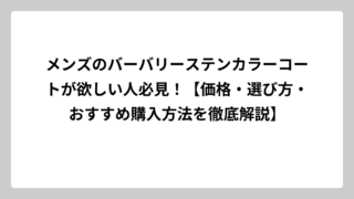 メンズのバーバリーステンカラーコートが欲しい人必見！【価格・選び方・おすすめ購入方法を徹底解説】