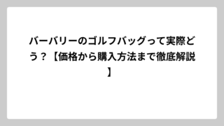 バーバリーのゴルフバッグって実際どう？【価格から購入方法まで徹底解説】