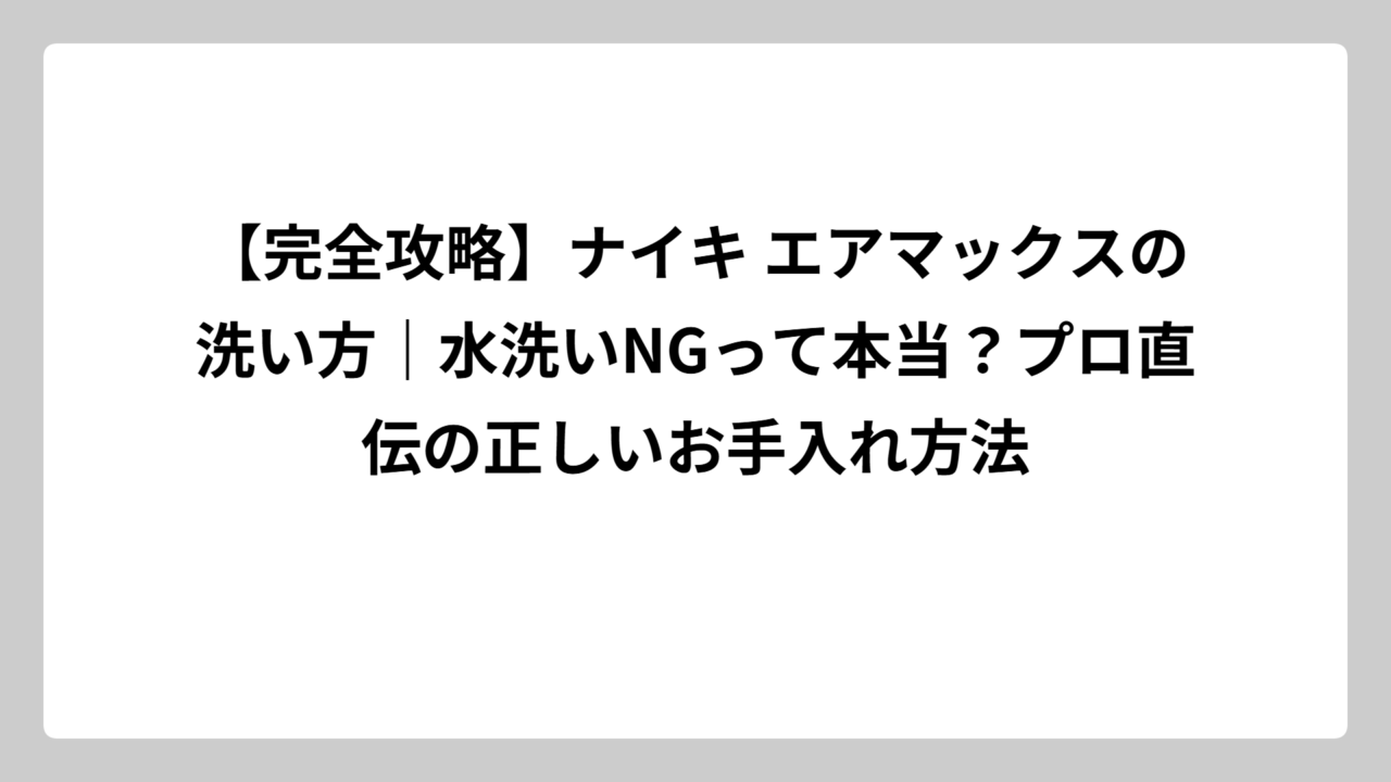 【完全攻略】ナイキ エアマックスの洗い方｜水洗いNGって本当？プロ直伝の正しいお手入れ方法