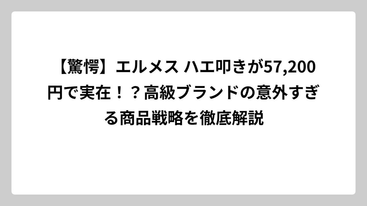 【驚愕】エルメス ハエ叩きが57,200円で実在！？高級ブランドの意外すぎる商品戦略を徹底解説
