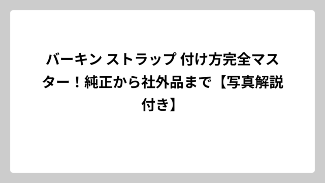 バーキン ストラップ 付け方完全マスター！純正から社外品まで【写真解説付き】