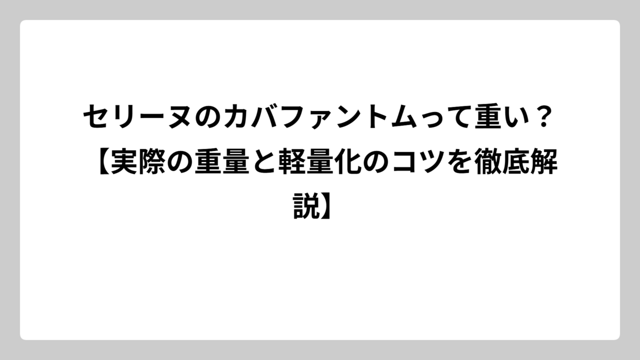 セリーヌのカバファントムって重い？【実際の重量と軽量化のコツを徹底解説】