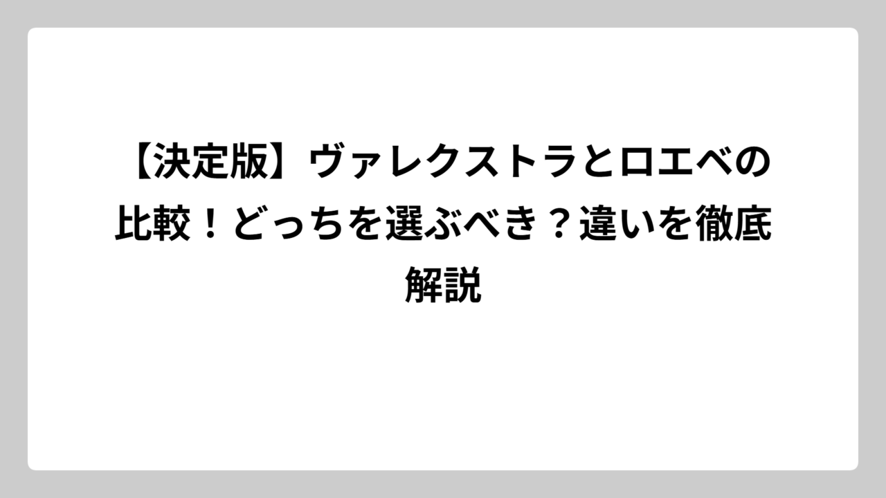 【決定版】ヴァレクストラとロエベの比較！どっちを選ぶべき？違いを徹底解説