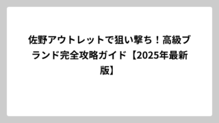佐野アウトレットで狙い撃ち！高級ブランド完全攻略ガイド【2025年最新版】
