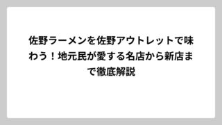 佐野ラーメンを佐野アウトレットで味わう！地元民が愛する名店から新店まで徹底解説