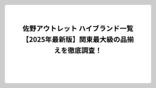 佐野アウトレット ハイブランド一覧【2025年最新版】関東最大級の品揃えを徹底調査！