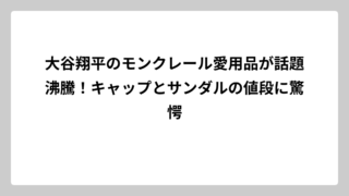 大谷翔平のモンクレール愛用品が話題沸騰！キャップとサンダルの値段に驚愕