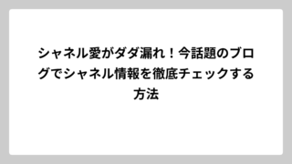 シャネル愛がダダ漏れ！今話題のブログでシャネル情報を徹底チェックする方法