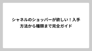 シャネルのショッパーが欲しい！入手方法から種類まで完全ガイド