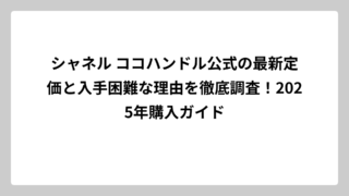 シャネル ココハンドル公式の最新定価と入手困難な理由を徹底調査！2025年購入ガイド