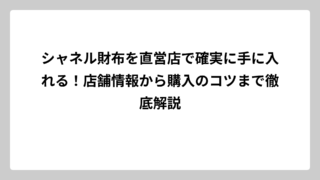 シャネル財布を直営店で確実に手に入れる！店舗情報から購入のコツまで徹底解説