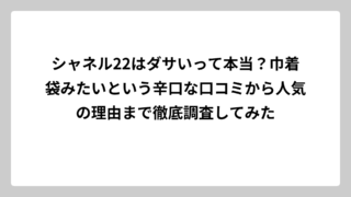 シャネル22はダサいって本当？巾着袋みたいという辛口な口コミから人気の理由まで徹底調査してみた