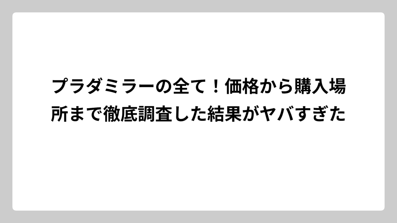 プラダミラーの全て！価格から購入場所まで徹底調査した結果がヤバすぎた