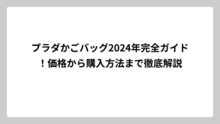 プラダかごバッグ2024年完全ガイド！価格から購入方法まで徹底解説