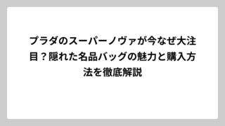 プラダのスーパーノヴァが今なぜ大注目？隠れた名品バッグの魅力と購入方法を徹底解説