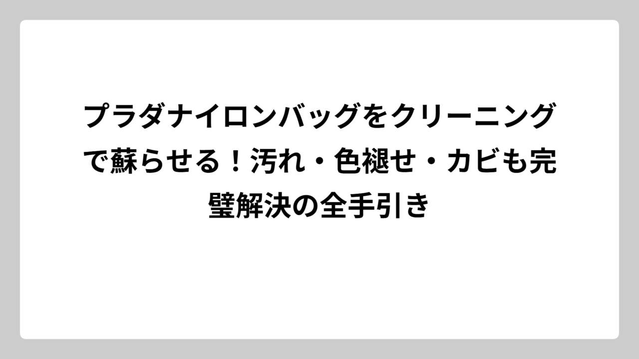 プラダナイロンバッグをクリーニングで蘇らせる！汚れ・色褪せ・カビも完璧解決の全手引き