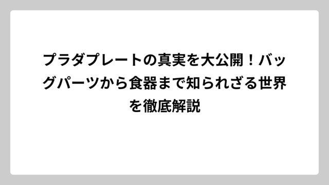 プラダプレートの真実を大公開！バッグパーツから食器まで知られざる世界を徹底解説