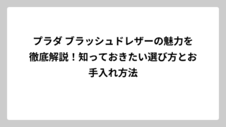 プラダ ブラッシュドレザーの魅力を徹底解説！知っておきたい選び方とお手入れ方法