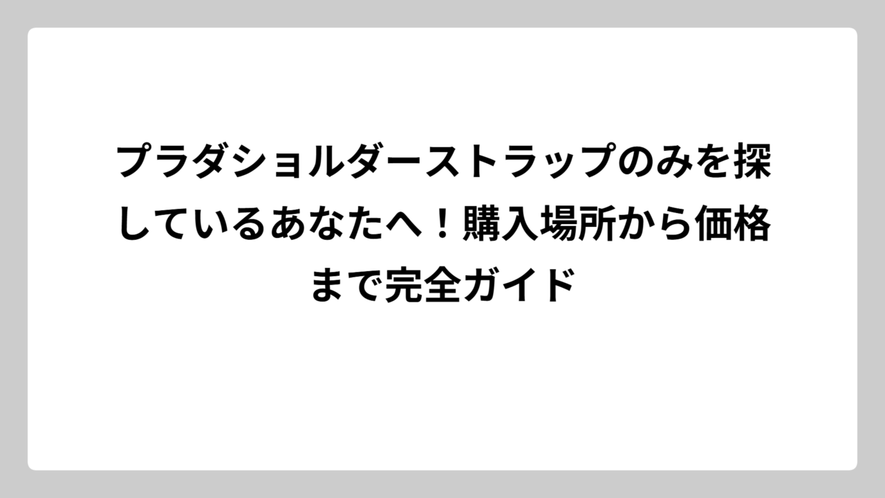プラダショルダーストラップのみを探しているあなたへ！購入場所から価格まで完全ガイド