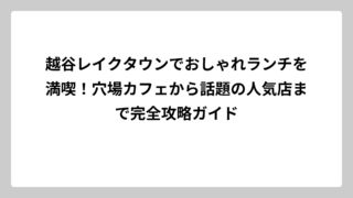 越谷レイクタウンでおしゃれランチを満喫！穴場カフェから話題の人気店まで完全攻略ガイド
