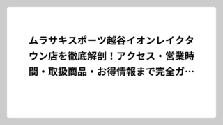 ムラサキスポーツ越谷イオンレイクタウン店を徹底解剖！アクセス・営業時間・取扱商品・お得情報まで完全ガイド