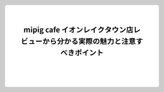 mipig cafe イオンレイクタウン店レビューから分かる実際の魅力と注意すべきポイント