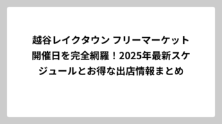 越谷レイクタウン フリーマーケット開催日を完全網羅！2025年最新スケジュールとお得な出店情報まとめ