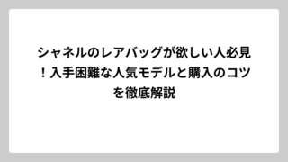 シャネルのレアバッグが欲しい人必見！入手困難な人気モデルと購入のコツを徹底解説