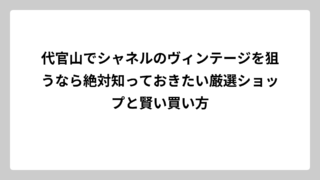 代官山でシャネルのヴィンテージを狙うなら絶対知っておきたい厳選ショップと賢い買い方