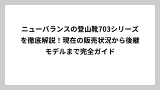 ニューバランスの登山靴703シリーズを徹底解説！現在の販売状況から後継モデルまで完全ガイド