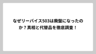 なぜリーバイス503は廃盤になったのか？真相と代替品を徹底調査！