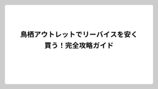 鳥栖アウトレットでリーバイスを安く買う！完全攻略ガイド