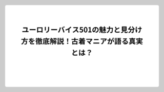 ユーロリーバイス501の魅力と見分け方を徹底解説！古着マニアが語る真実とは？
