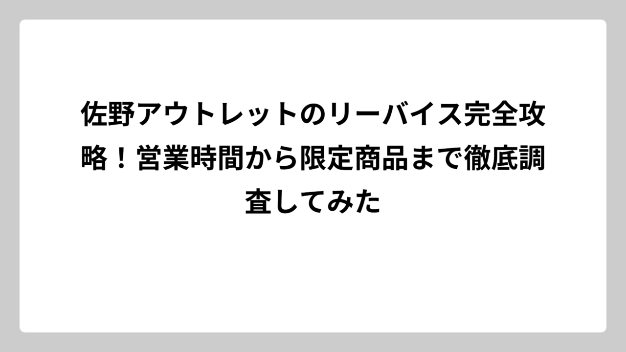 佐野アウトレットのリーバイス完全攻略！営業時間から限定商品まで徹底調査してみた
