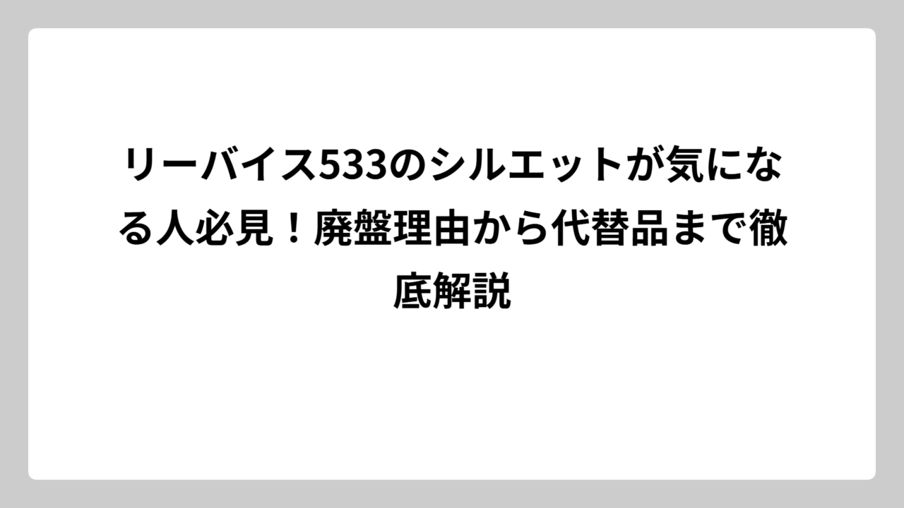 リーバイス533のシルエットが気になる人必見！廃盤理由から代替品まで徹底解説