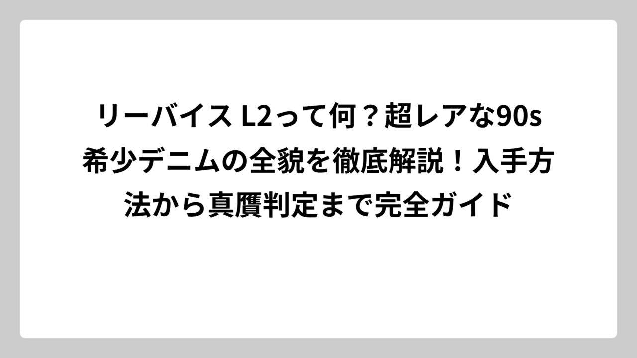 リーバイス L2って何？超レアな90s希少デニムの全貌を徹底解説！入手方法から真贋判定まで完全ガイド