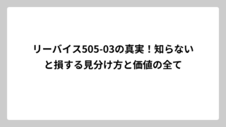 リーバイス505-03の真実！知らないと損する見分け方と価値の全て