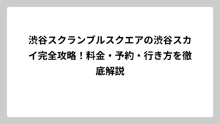 渋谷スクランブルスクエアの渋谷スカイ完全攻略！料金・予約・行き方を徹底解説