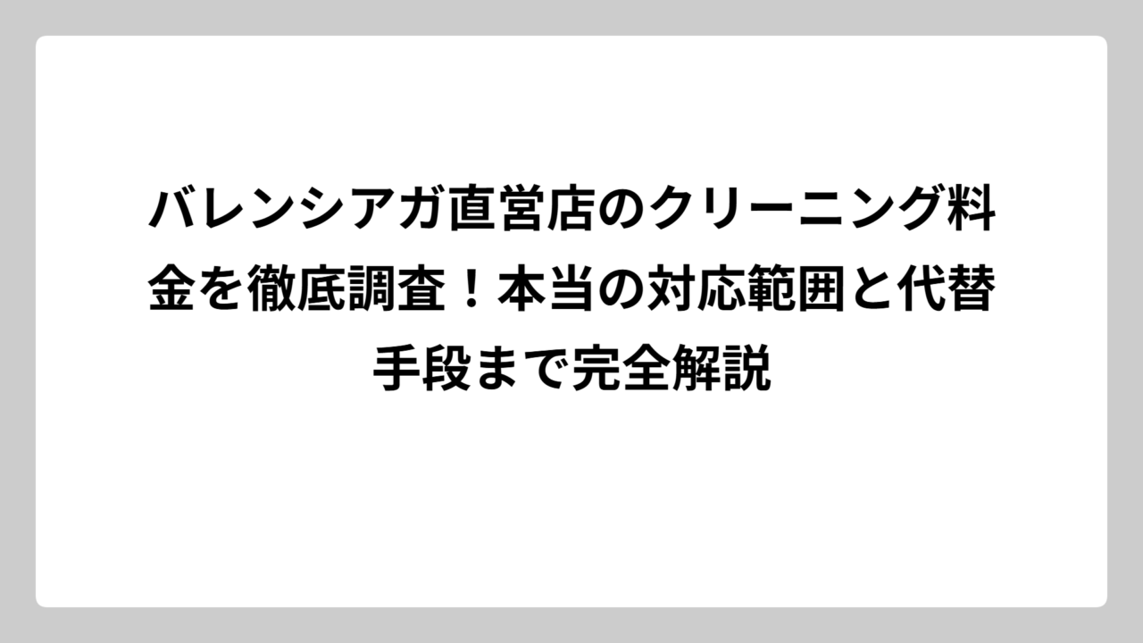 バレンシアガ直営店のクリーニング料金を徹底調査！本当の対応範囲と代替手段まで完全解説