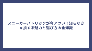 スニーカーパトリックが今アツい！知らなきゃ損する魅力と選び方の全知識