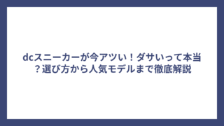 dcスニーカーが今アツい！ダサいって本当？選び方から人気モデルまで徹底解説