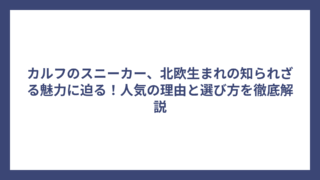 カルフのスニーカー、北欧生まれの知られざる魅力に迫る！人気の理由と選び方を徹底解説