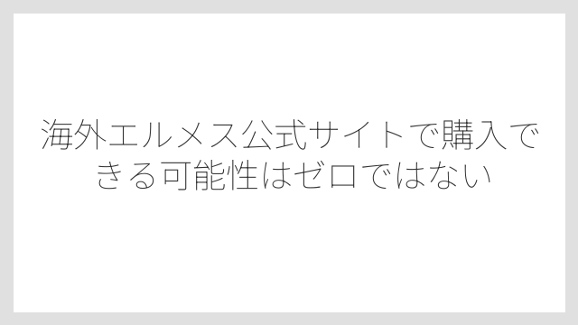 海外エルメス公式サイトで購入できる可能性はゼロではない