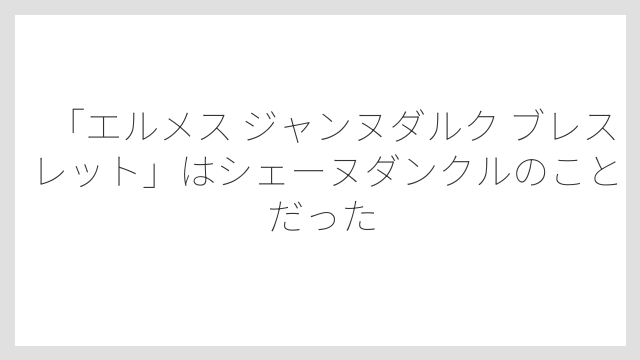 「エルメス ジャンヌダルク ブレスレット」はシェーヌダンクルのことだった