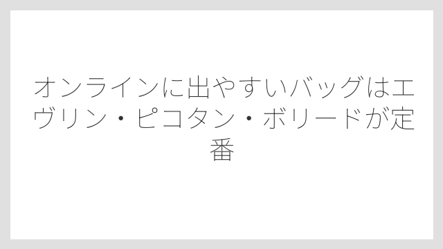 オンラインに出やすいバッグはエヴリン・ピコタン・ボリードが定番