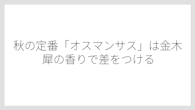 秋の定番「オスマンサス」は金木犀の香りで差をつける