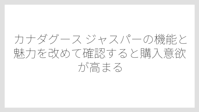 カナダグース ジャスパーの機能と魅力を改めて確認すると購入意欲が高まる